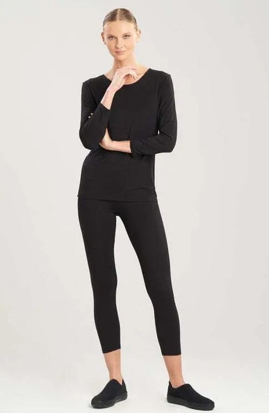 NATORI Feathers Element Ecovero Viscose Long Sleeve Top Tee Neiman Marcus XL $98